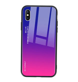 Stuff Certified® Etui Gradient do iPhone'a XS - TPU i szkło 9H - Wstrząsoodporne błyszczące etui Cas TPU w kolorze fioletowym