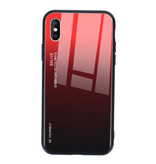 Stuff Certified® iPhone X Hüllenverlauf - TPU und 9H Glas - Stoßfeste, glänzende Hülle Cas TPU Rot