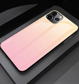 Stuff Certified® iPhone 12 Hoesje Gradient - TPU en 9H Glas - Shockproof Glossy Case Cover Cas TPU Geel