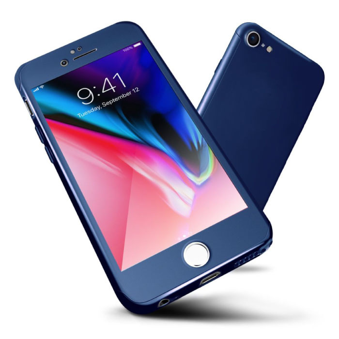 iPhone 8 360 ° Full Cover - Full Body Case + folia na ekran Niebieski