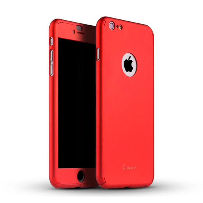 iPhone X 360 ° Full Cover - Full Body Case + folia ochronna na ekran Czerwony