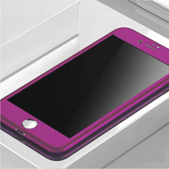 Carcasa completa 360 ° para iPhone 8 - Estuche de cuerpo completo + protector de pantalla Morado