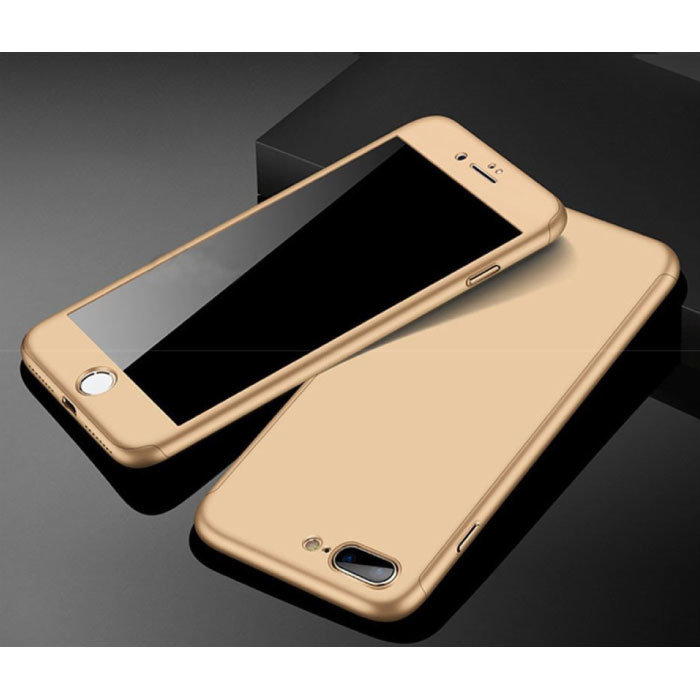 Carcasa completa 360 ° para iPhone X - Carcasa de cuerpo completo + Protector de pantalla Dorado