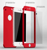 Stuff Certified® iPhone 12 Pro 360 ° Full Cover - Full Body Case Case + Screen protector Red