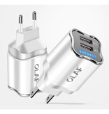 OLAF Dual 2x Port USB Plug Charger - 2.1A Wall Charger Wallcharger AC Home Charger Adapter White