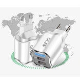 OLAF Dual 2x Port USB Plug Charger - 2.1A Wall Charger Wallcharger AC Home Charger Adapter White