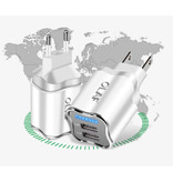 OLAF Dual 2x Port USB Stekkerlader - 2.1A Muur Oplader Wallcharger AC Thuislader Adapter Wit