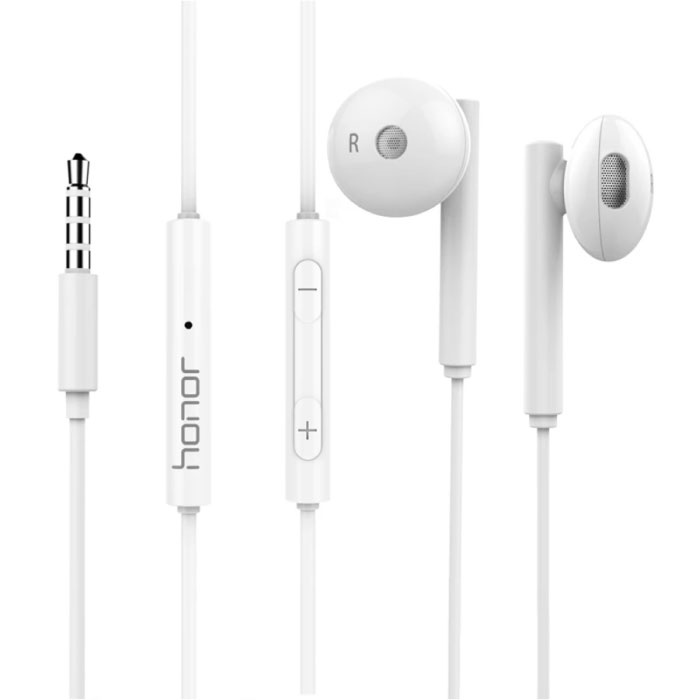 Honor AM115 Oortjes met Microfoon en Controls - 3.5mm AUX Oordopjes Wired Earphones Oortelefoon Wit