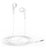 Huawei Honor AM115 Oortjes met Microfoon en Controls - 3.5mm AUX Oordopjes Wired Earphones Oortelefoon Wit