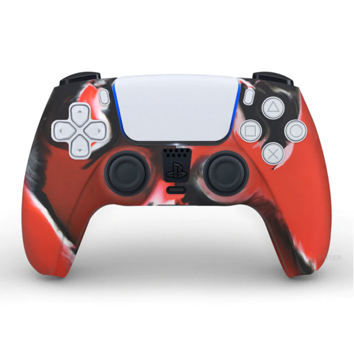 Pokrowiec antypoślizgowy / skórka do etui na kontroler PlayStation 5 - Osłona uchwytu PS5 - Camo Red