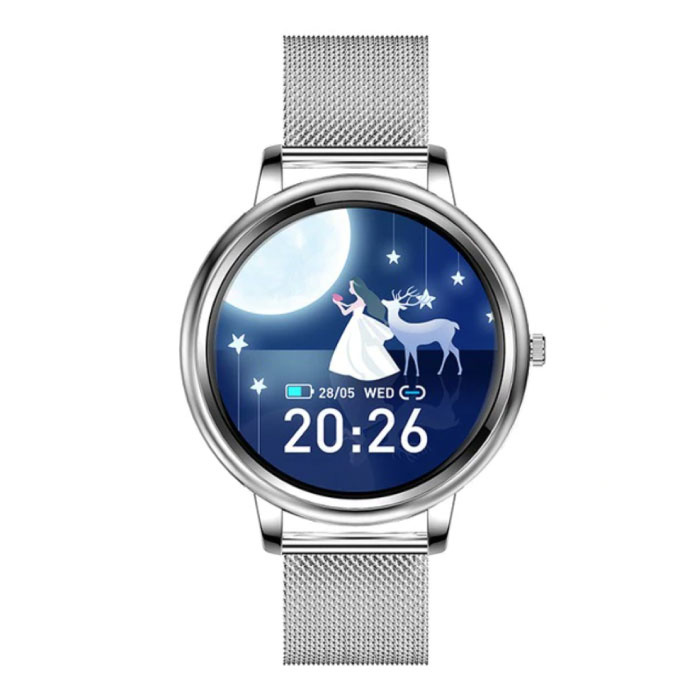 Smartwatch de moda para mujeres - Fitness Sport Activity Tracker Reloj para teléfono inteligente iOS Android - Silver Steel