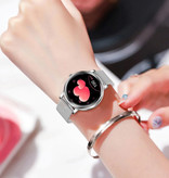 Proker Smartwatch de moda para mujeres - Fitness Sport Activity Tracker Reloj para teléfono inteligente iOS Android - Silver Steel
