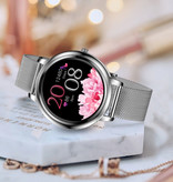 Proker Fashion Smartwatch voor Vrouwen - Fitness Sport Activity Tracker Smartphone Horloge iOS Android - Zilver Staal