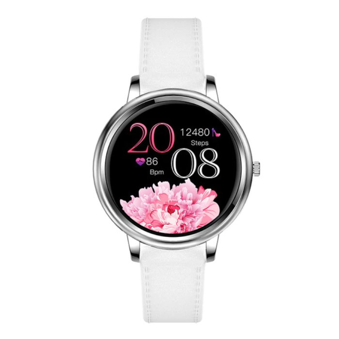 Smartwatch de moda para mujeres - Fitness Sport Activity Tracker Reloj para teléfono inteligente iOS Android - Plata