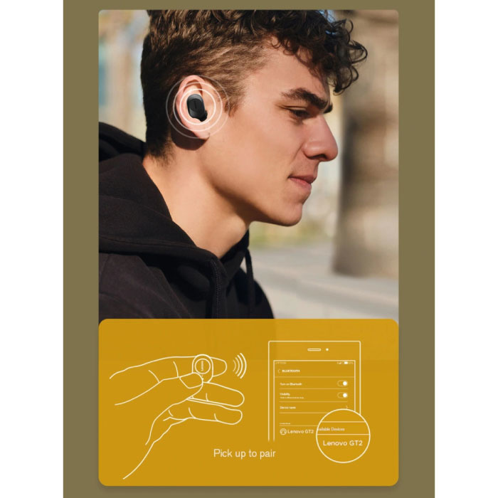 Lenovo GT2 Draadloze Oortjes - One Button Control TWS Oordopjes Bluetooth 5.0  Wireless Buds Earphones Oortelefoon Zwart