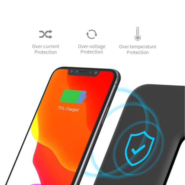 DCAE Stacja ładująca 3 w 1 do Apple iPhone / iWatch / AirPods - Stacja ładująca 15W Wireless Pad Czarna