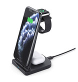 Linghuang 3 in 1 Foldable Charging Station for Apple iPhone / iWatch / AirPods - Charging Dock 10W Wireless Pad Black