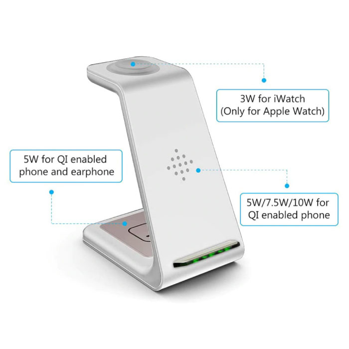 Support de Chargement Sans Fil 3-en-1 pour Apple iPhone, iWatch et