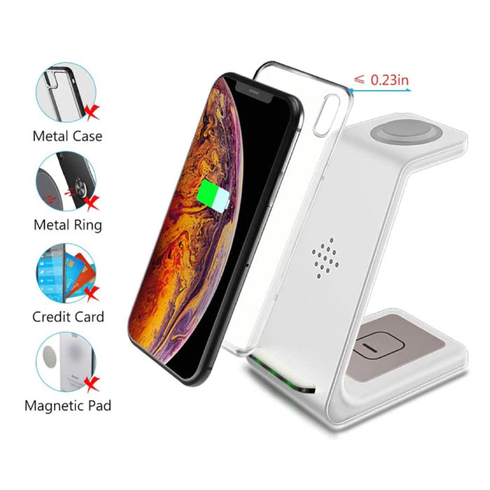 Bonola Stacja ładująca 3 w 1 do Apple iPhone / iWatch / AirPods - Stacja ładująca 18W Wireless Pad biała