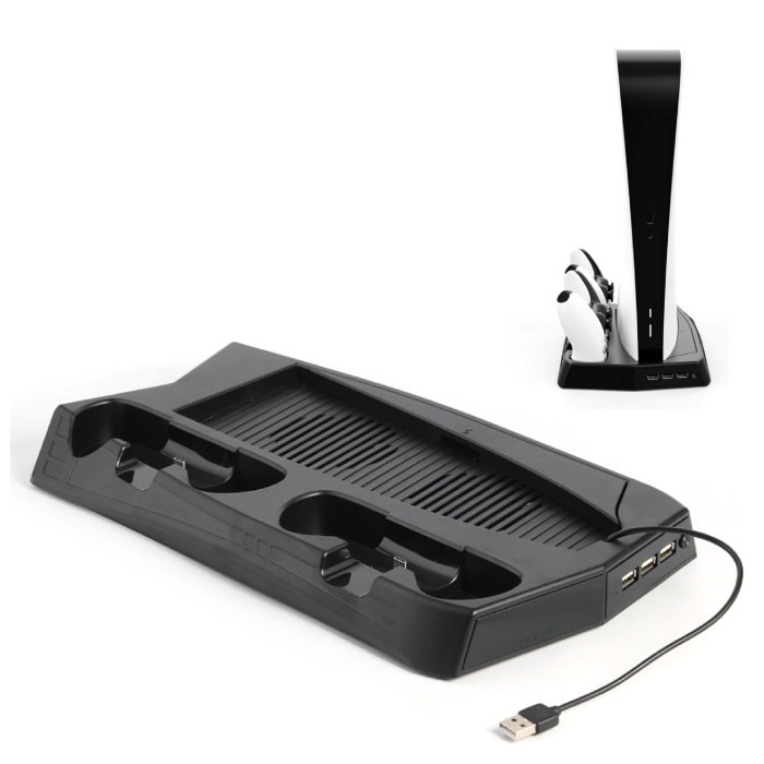 Supporto di raffreddamento multifunzionale a doppia ventola e stazione di ricarica per PlayStation 5 - PS5 - Dispositivo di raffreddamento standard nero