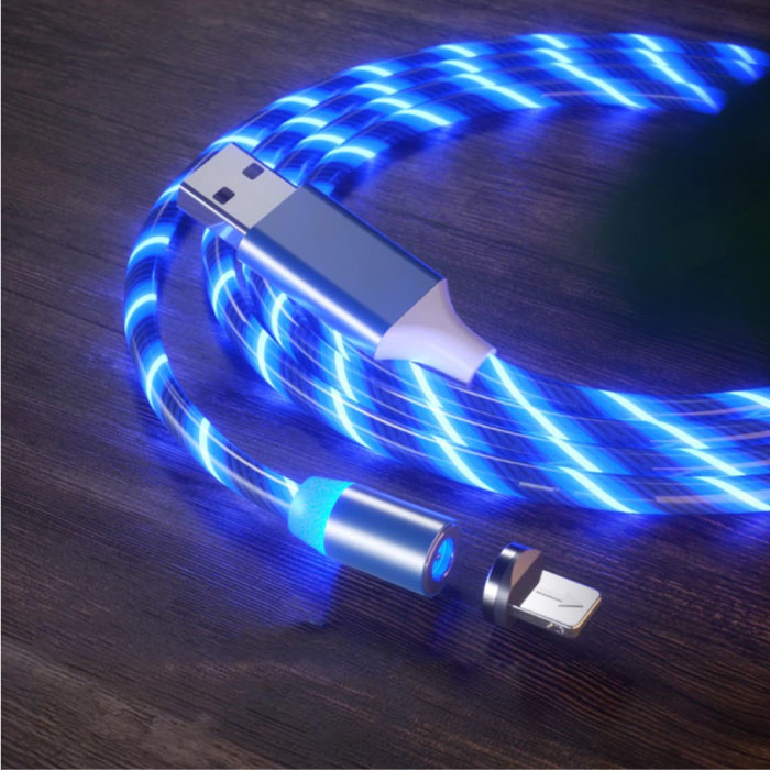 USB 2.0 - iPhone Lightning Magnetisches Ladekabel 1 Meter geflochtenes Nylon-Ladegerät Datenkabel Daten Blau