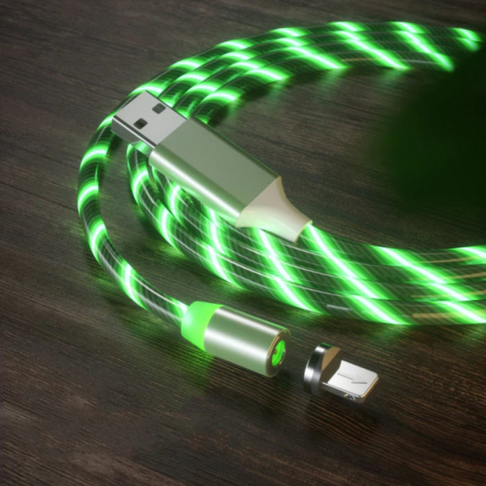 USB 2.0 - iPhone Lightning Magnetic Charging Cable 1 Meter Braided Nylon Charger Data Cable Data Green