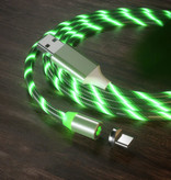 Stuff Certified® USB 2.0 - Magnetisches USB-C-Ladekabel 1 Meter geflochtenes Nylon-Ladegerät Datenkabel Daten Grün