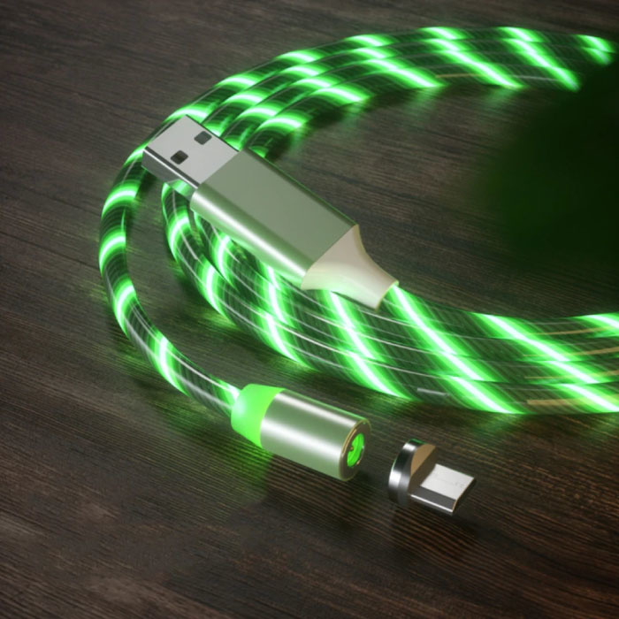 USB 2.0 - Micro-USB Magnetic Charging Cable 1 Meter Braided Nylon Charger Data Cable Data Green