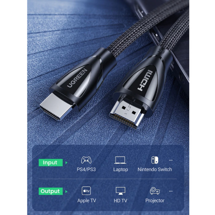 UGREEN Kabel HDMI 2,1 V High Speed, 3 metry - 8K przy 60 Hz - HD Dolby 7.1