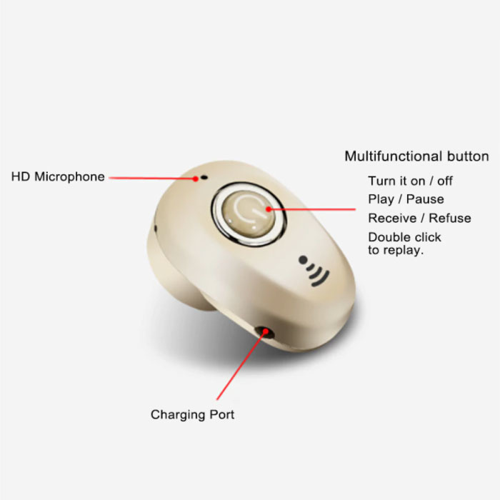 TedGem Auricular inalámbrico Bluetooth S650 con botón multifunción - TWS Ear Auricular inalámbrico Bud Earbud Earphone Gold