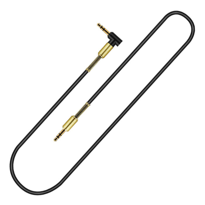 Cable AUX de 3,5 mm chapado en oro - Conector de audio - 1,8 metros - Negro