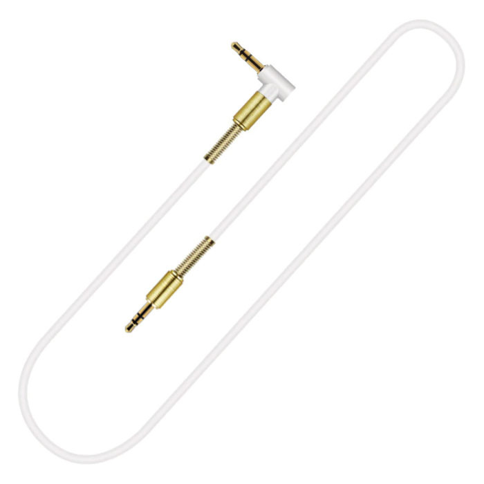 Cable AUX de 3,5 mm chapado en oro - Conector de audio - 1,8 metros - Blanco