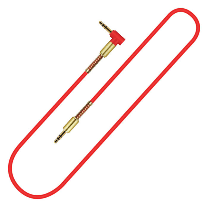 Cable AUX de 3,5 mm chapado en oro - Conector de audio - 1,8 metros - Rojo
