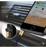 Felkin Cable AUX rizado de 3,5 mm chapado en oro - Conector de audio - 1,8 metros - Negro