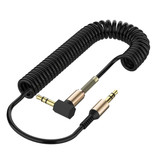 Felkin Câble AUX enroulé 3,5 mm plaqué or - Prise audio - 1,8 mètre - Noir