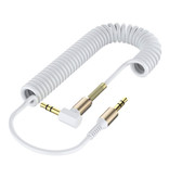 Felkin Cable AUX rizado de 3,5 mm chapado en oro - Conector de audio - 1,8 metros - Blanco