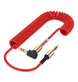 Felkin Câble AUX enroulé 3,5 mm plaqué or - Prise audio - 1,8 mètre - Rouge