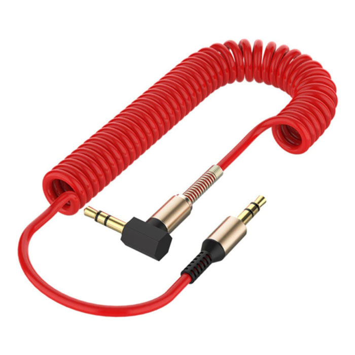 Gekrulde 3.5mm AUX Kabel Verguld - Audio Jack - 1.8 Meter - Rood