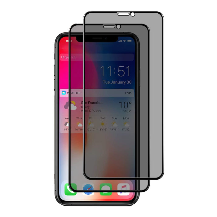 Paquete de 2 protectores de pantalla de privacidad para iPhone X con cubierta completa - Película de vidrio templado Gafas de vidrio templado