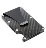 Gemeer Aluminium Carbon Fiber Wallet - Portemonnee Portefeuille Pasjeshouder Krediet Kaart Geld Clip - Zwart