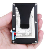 Gemeer Aluminium Carbon Fiber Wallet - Brieftasche Geldbörse Kartenhalter Kreditkarte Geldscheinklammer - Schwarz