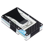 Gemeer Aluminium Carbon Fiber Wallet - Portemonnee Portefeuille Pasjeshouder Krediet Kaart Geld Clip - Zwart