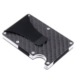 Gemeer Aluminium Carbon Fiber Wallet - Portemonnee Portefeuille Pasjeshouder Krediet Kaart Geld Clip - Zwart