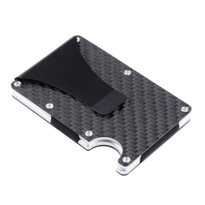 Aluminum Carbon Fiber Wallet - Wallet Purse Card Holder Credit Card Money Clip - Black