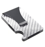 Gemeer Aluminium Carbon Fiber Wallet - Portemonnee Portefeuille Pasjeshouder Krediet Kaart Geld Clip - Zilver