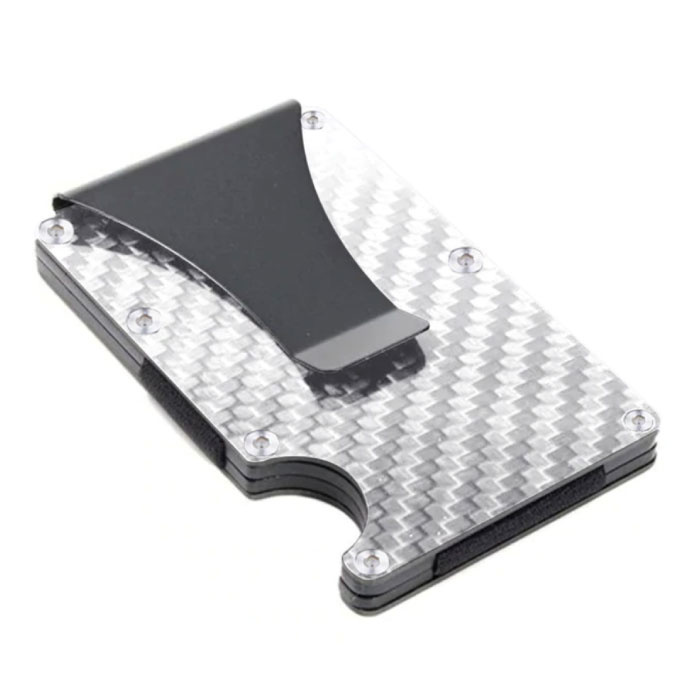 Aluminum Carbon Fiber Wallet - Purse Wallet Card Holder Credit Card Money Clip - Silver