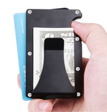 Gemeer Cartera de fibra de carbono de aluminio - Monedero Cartera Titular de la tarjeta Tarjeta de crédito Clip de dinero - Azul