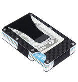 Gemeer Portefeuille en fibre de carbone en aluminium - Porte-monnaie Porte-cartes Pince à billets pour carte de crédit - Bleu