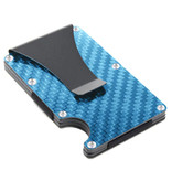 Gemeer Aluminium Carbon Fiber Wallet - Geldbörse Wallet Kartenhalter Kreditkarte Geldscheinklammer - Blau