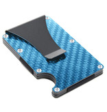 Gemeer Aluminum Carbon Fiber Wallet - Purse Wallet Card Holder Credit Card Money Clip - Blue